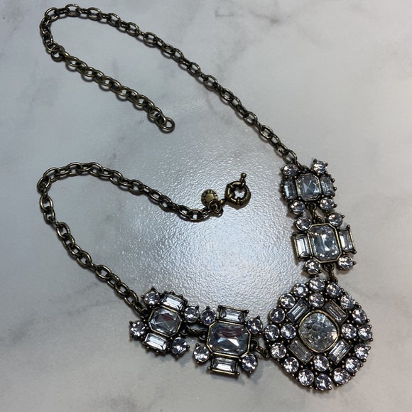 HP 🎉 ❤️ NWOT J Crew Statement Necklace. Clear stones or glass bronze gold - Picture 4 of 15